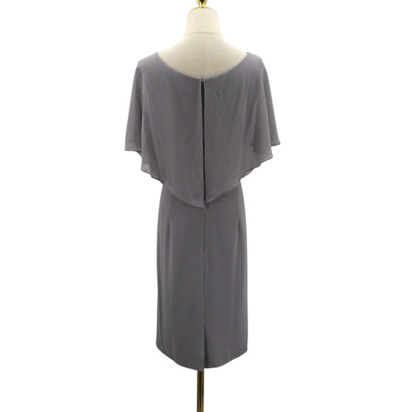 AW BRIDAL 14 1X plus grey bridesmaid mother of bride faux wrap dress NEW b48 - Picture 2 of 8